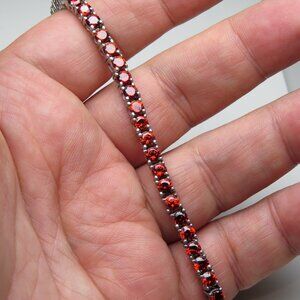 *925 Sterling Silver Garnet Bracelet